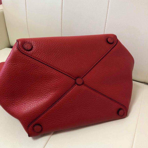 PRADA RED TOTE BAG LEATHER VGUC - - Picture 4 of 8